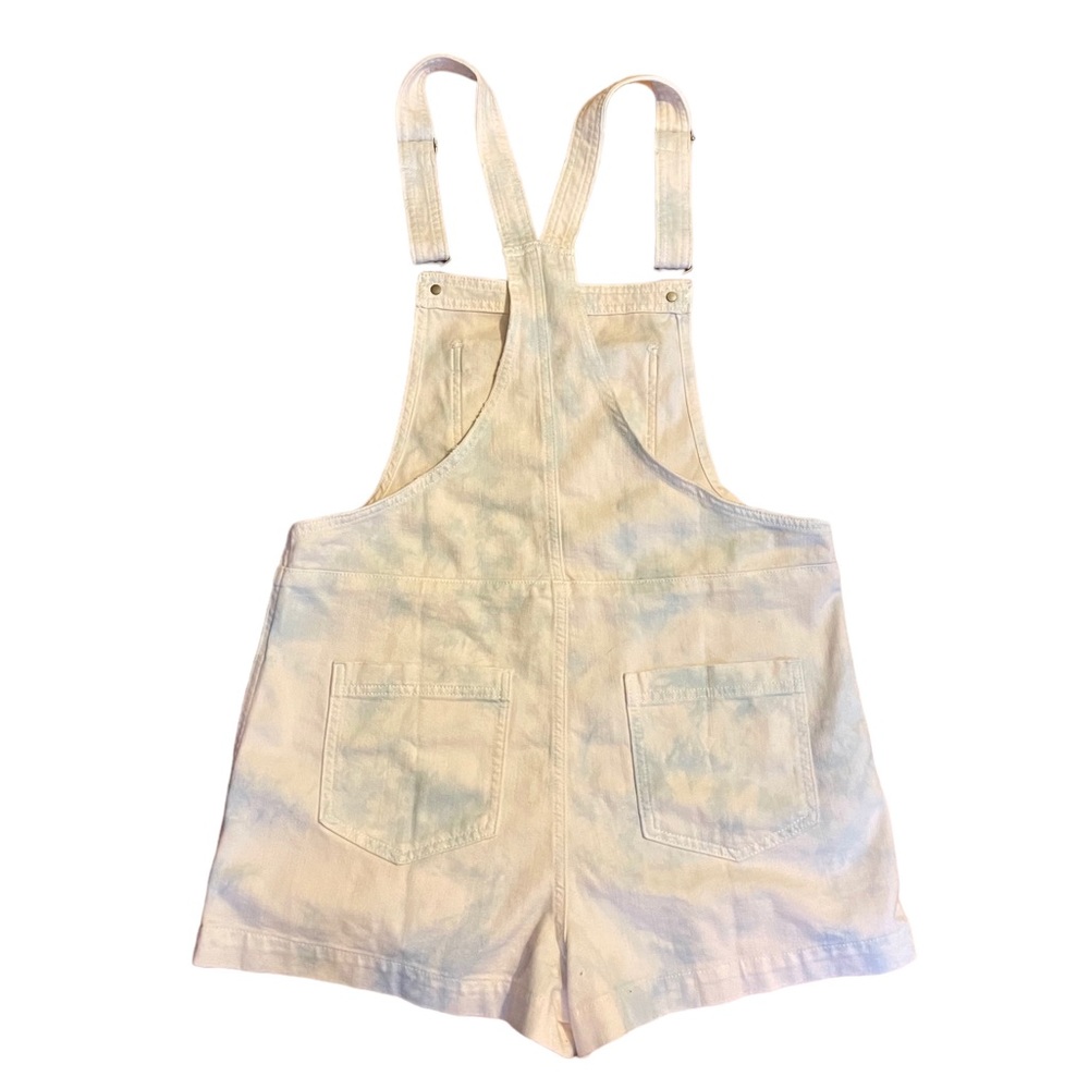 Aerie Werk & Play Denim Tie Dye Short Overalls - Picture 3 of 6